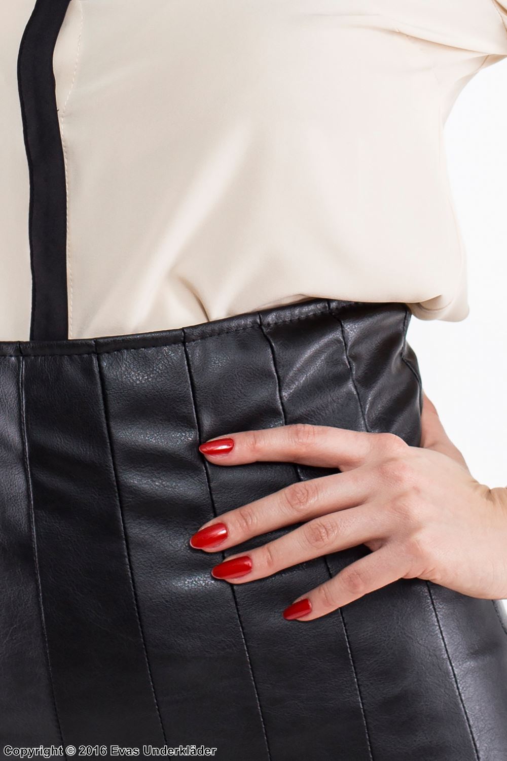 Pencil skirt, faux leather, high waist, elegant design